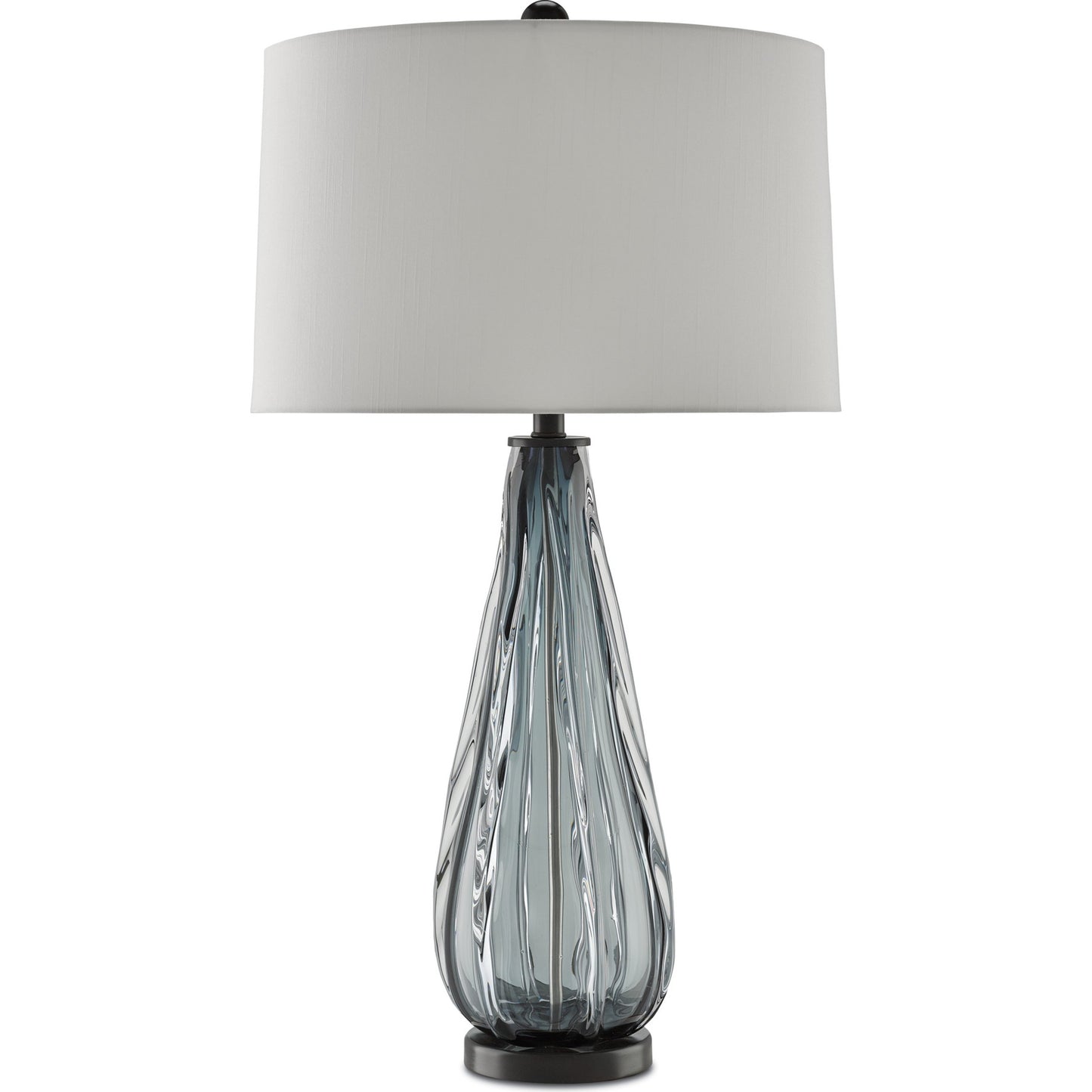 002 S-223087 | Additional Silo | Nightcap Table Lamp by Currey and Company in blue-gray, clear, black. Made from glass, metal in a traditional style.