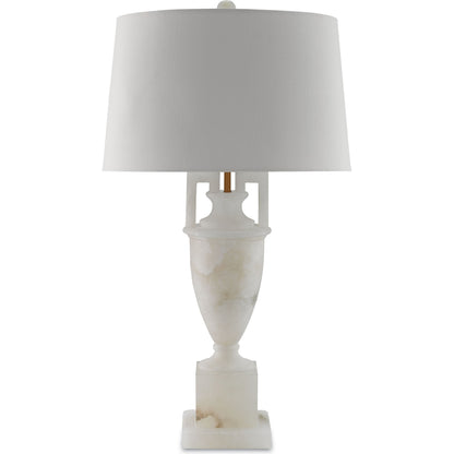 Clifford Table Lamp by Currey and Company in natural, coffee bronze. Made from alabaster, metal in a traditional style.