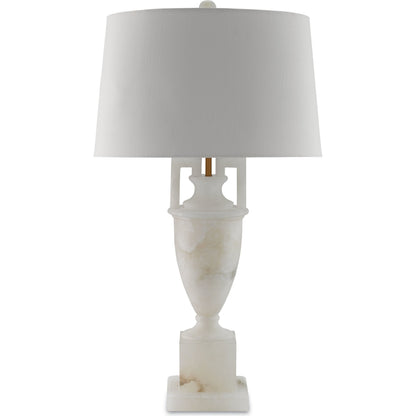 Clifford Table Lamp by Currey and Company in natural, coffee bronze. Made from alabaster, metal in a traditional style.