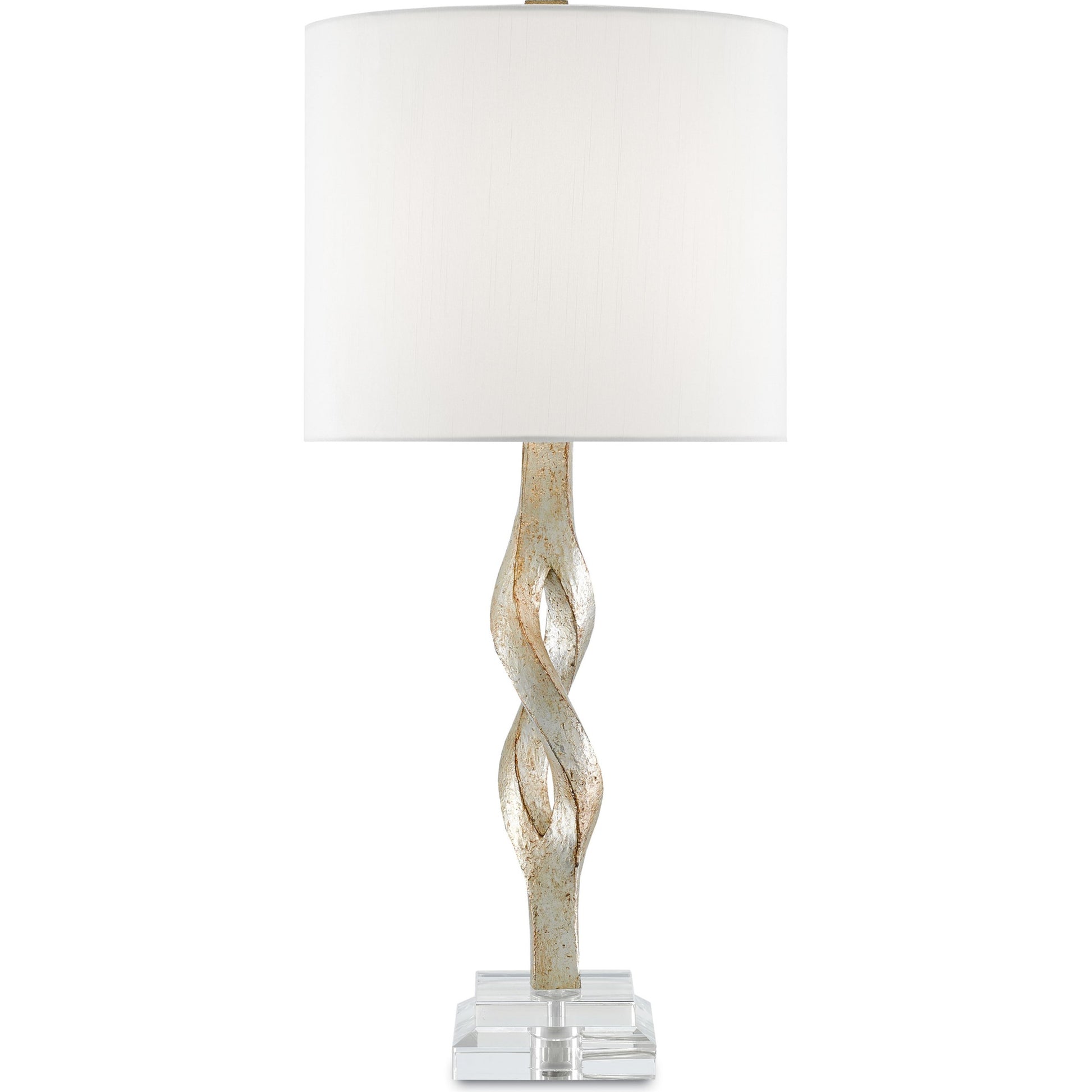 Elyx Table Lamp by Currey and Company in chinois silver leaf, clear. Made from composite, acrylic in a modern style.