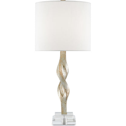 Elyx Table Lamp by Currey and Company in chinois silver leaf, clear. Made from composite, acrylic in a modern style.