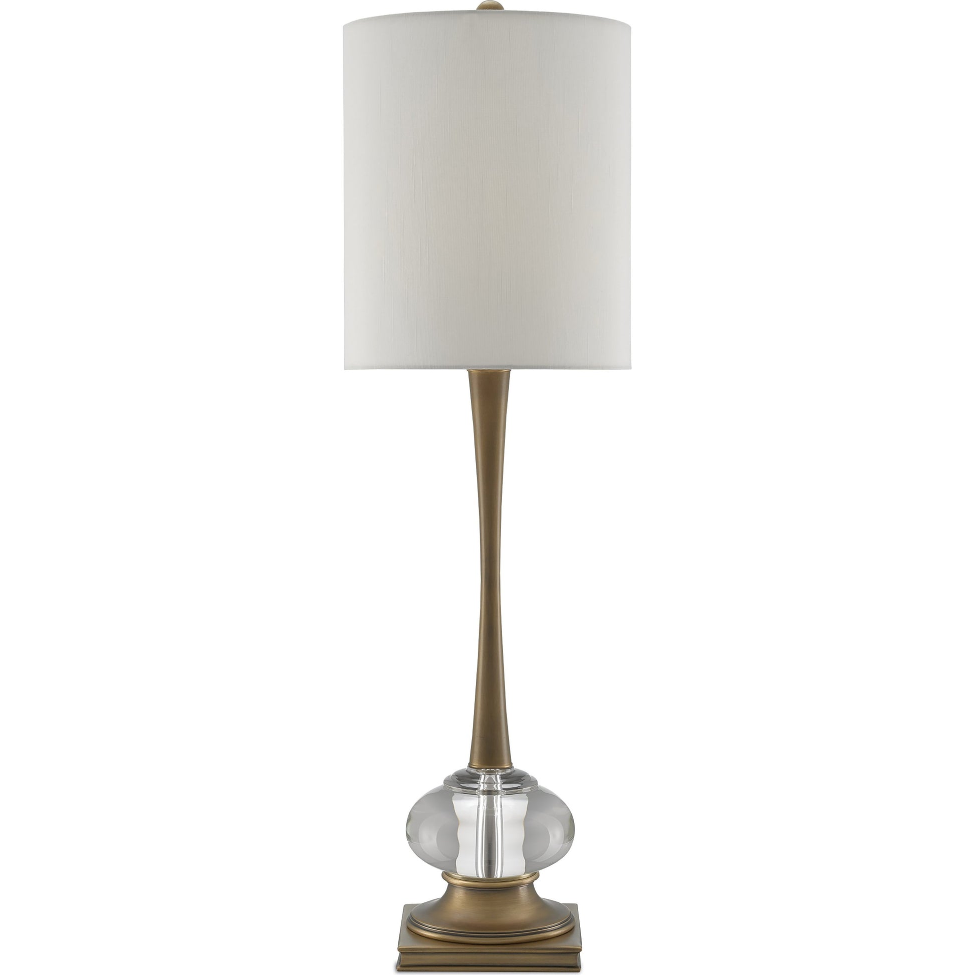 Giovanna Table Lamp by Currey and Company in antique brass, clear. Made from brass, optic crystal in a traditional style.