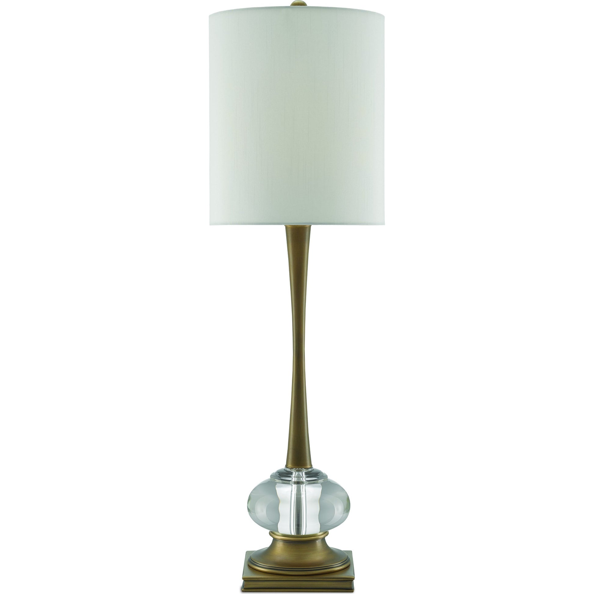 Giovanna Table Lamp by Currey and Company in antique brass, clear. Made from brass, optic crystal in a traditional style.