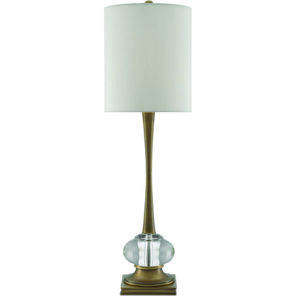 Giovanna Table Lamp by Currey and Company in antique brass, clear. Made from brass, optic crystal in a traditional style.