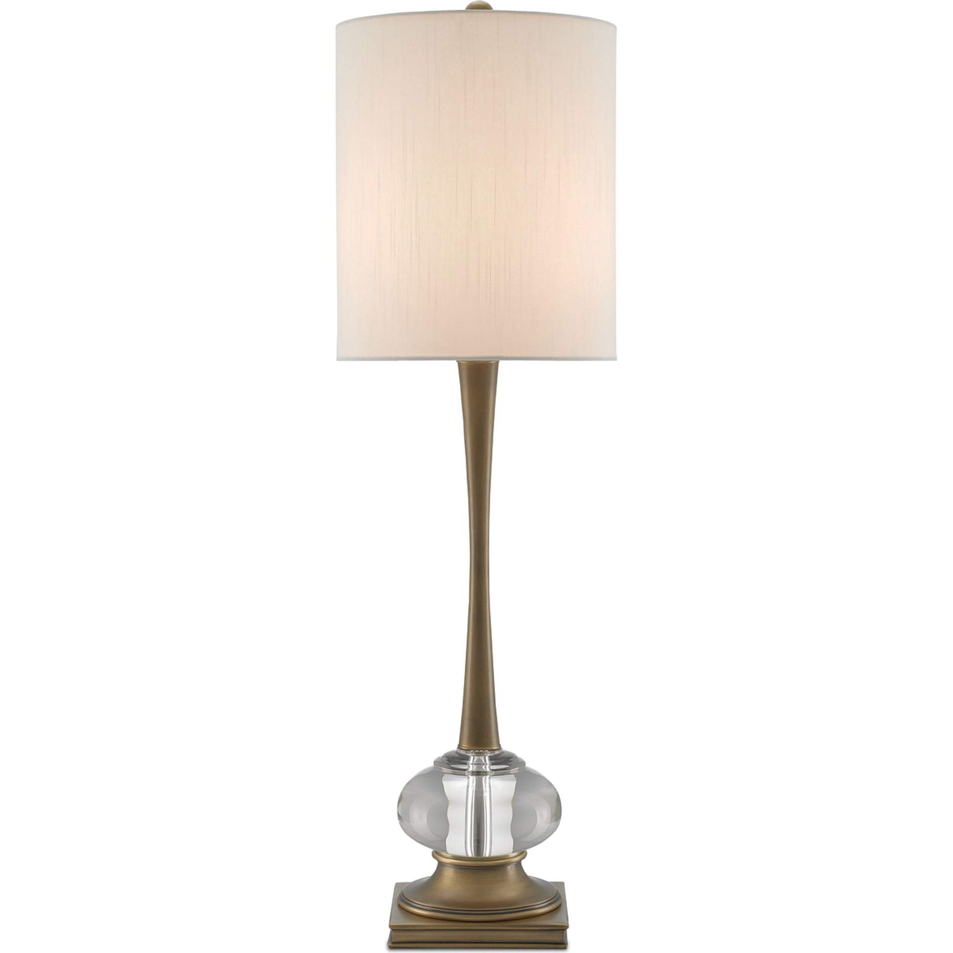 Giovanna Table Lamp by Currey and Company in antique brass, clear. Made from brass, optic crystal in a traditional style.