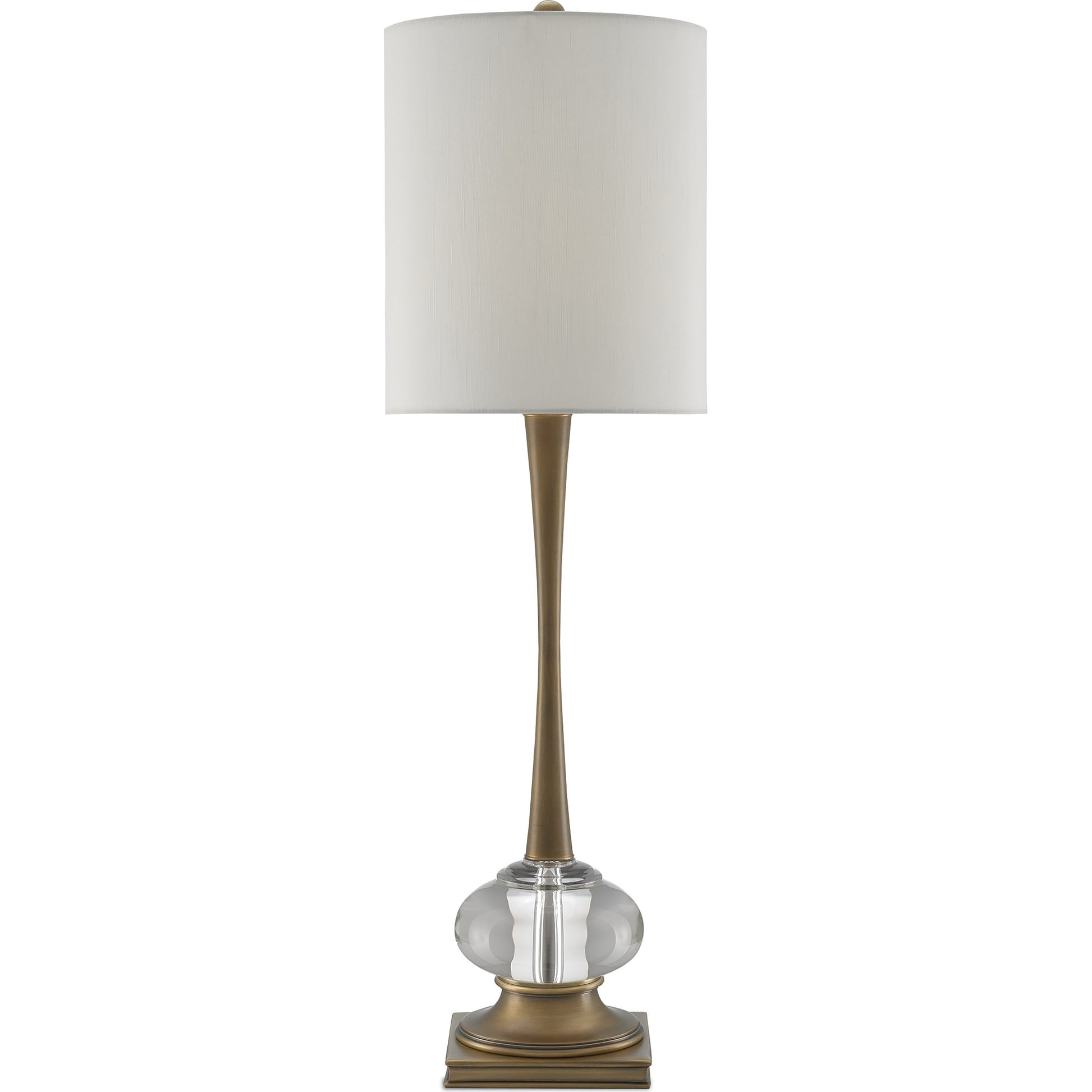 Giovanna Table Lamp by Currey and Company in antique brass, clear. Made from brass, optic crystal in a traditional style.