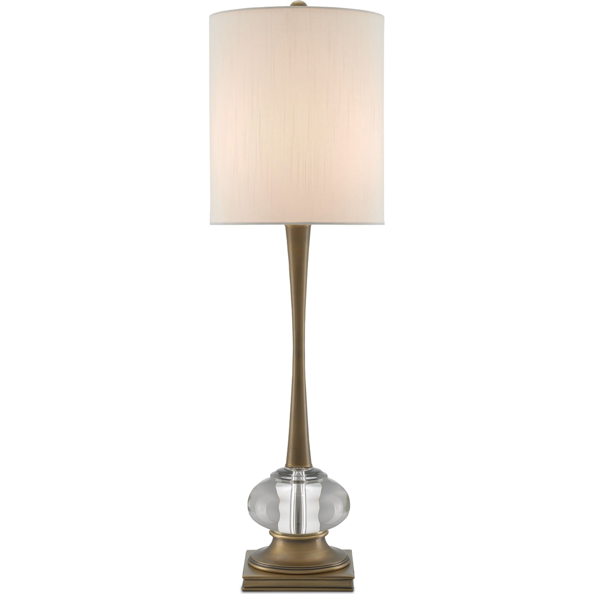 Giovanna Table Lamp by Currey and Company in antique brass, clear. Made from brass, optic crystal in a traditional style.