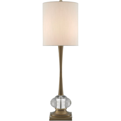 Giovanna Table Lamp by Currey and Company in antique brass, clear. Made from brass, optic crystal in a traditional style.