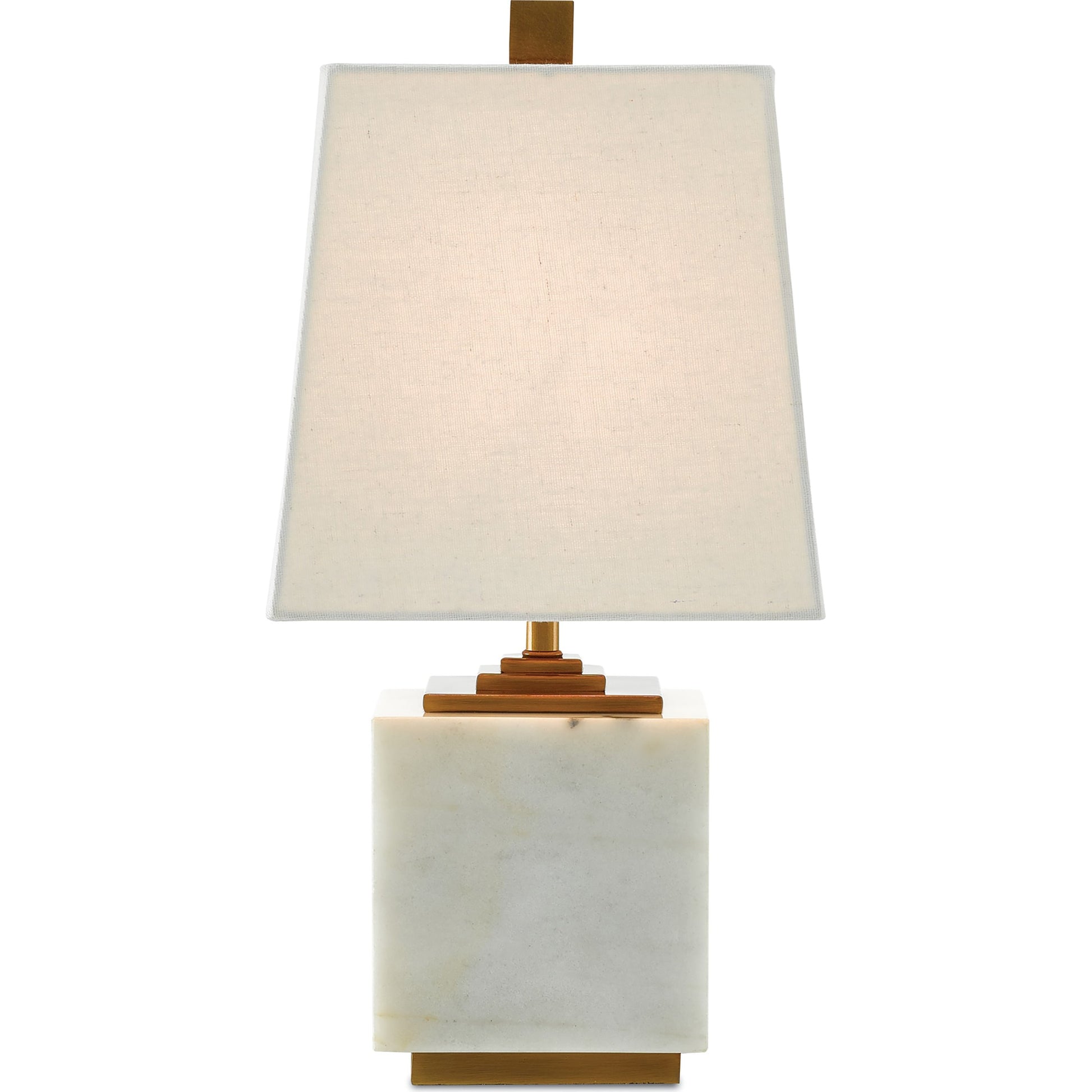 Annelore Table Lamp by Currey and Company in white, antique brass. Made from marble, metal in a modern style.
