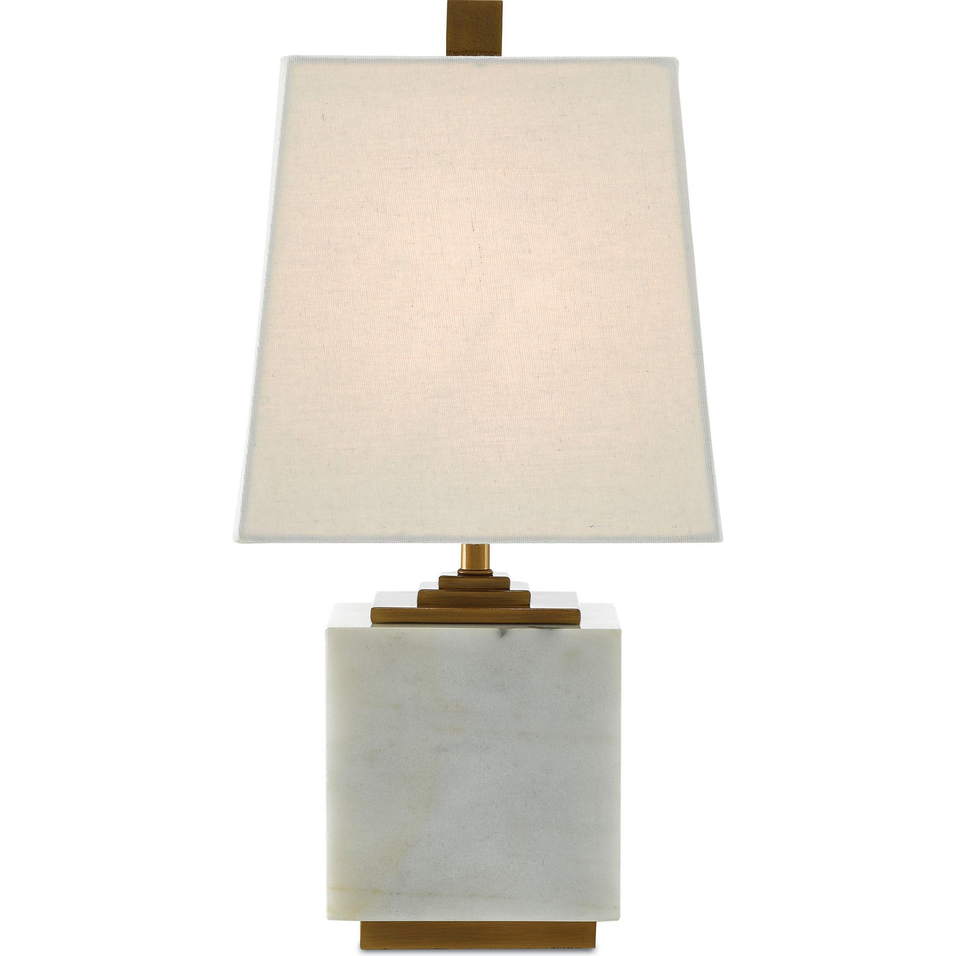 Annelore Table Lamp by Currey and Company in white, antique brass. Made from marble, metal in a modern style.