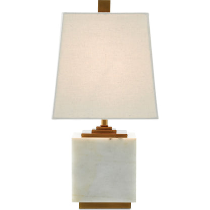 Annelore Table Lamp by Currey and Company in white, antique brass. Made from marble, metal in a modern style.
