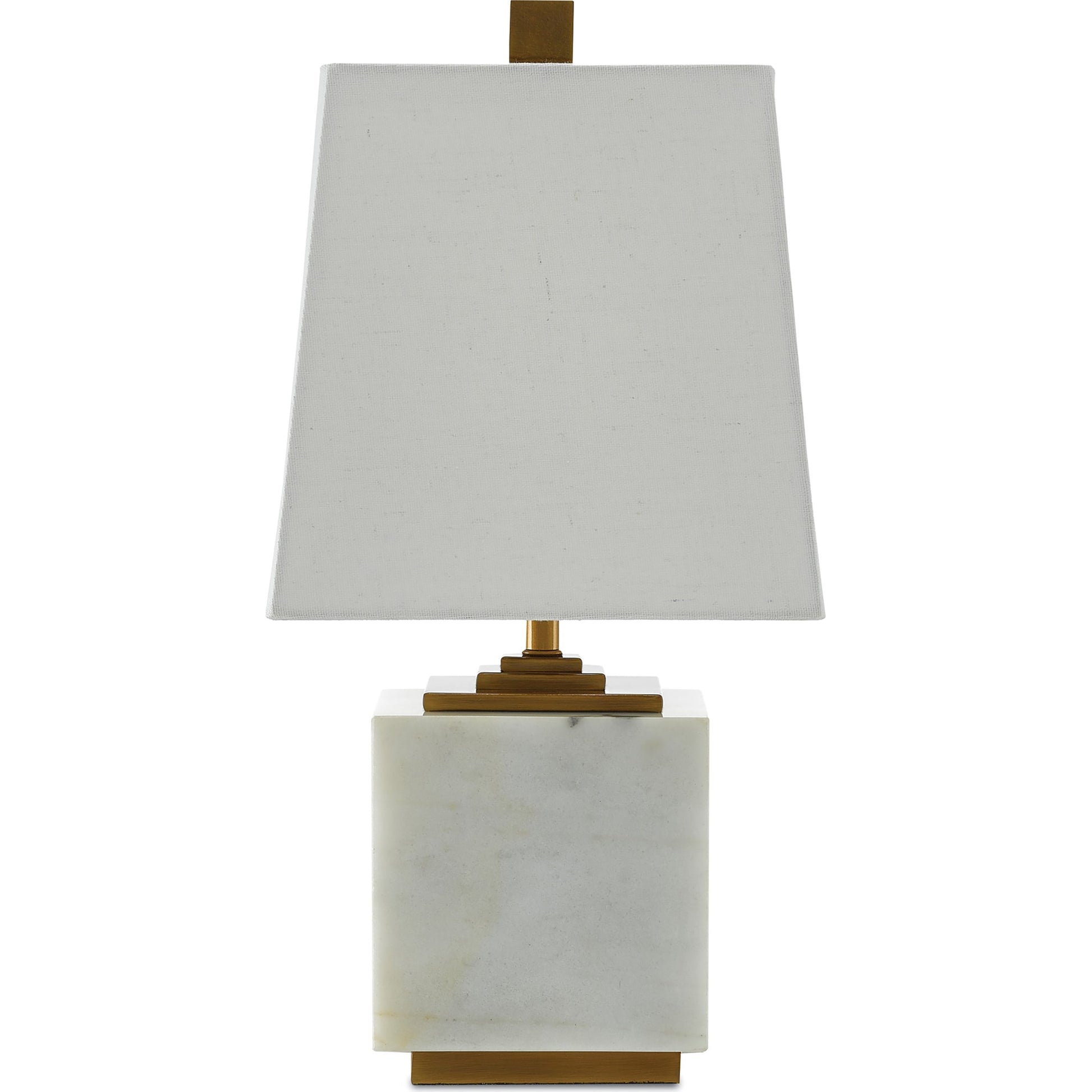 Annelore Table Lamp by Currey and Company in white, antique brass. Made from marble, metal in a modern style.