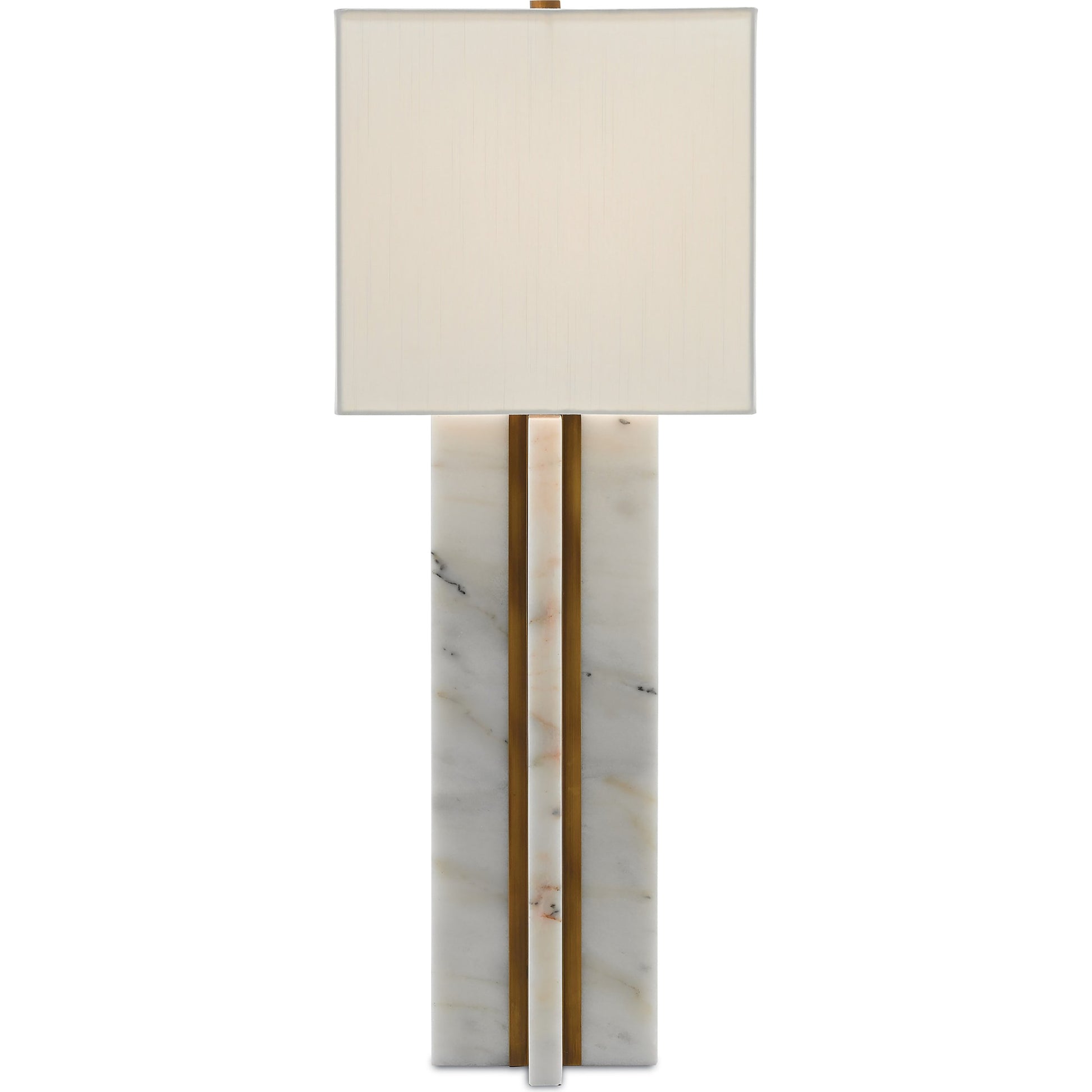 Khalil Table Lamp by Currey and Company in marble, antique brass. Made from marble, metal in a modern style.