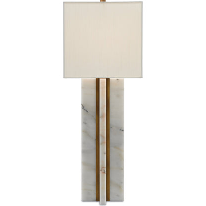 Khalil Table Lamp by Currey and Company in marble, antique brass. Made from marble, metal in a modern style.