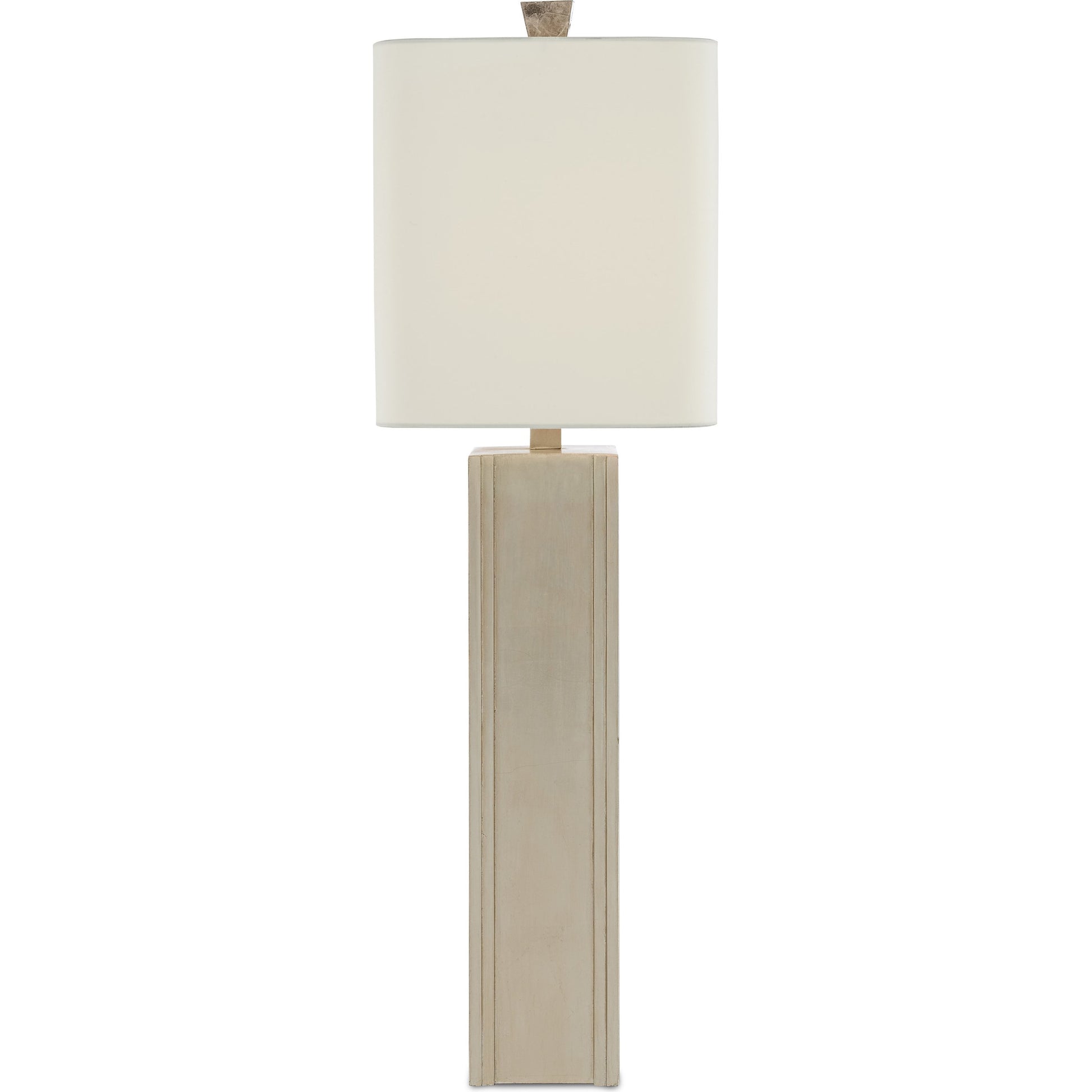 Calloway Table Lamp by Currey and Company in light mica, silver leaf. Made from mica, wood in a modern style.