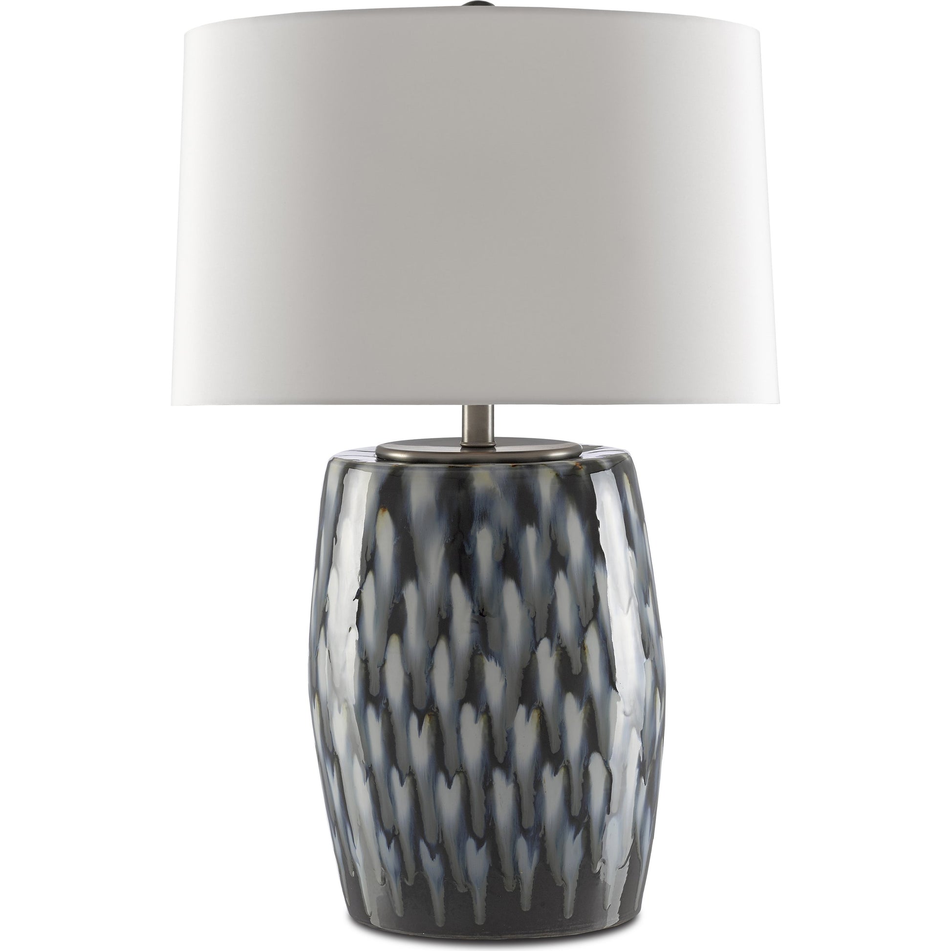 Milner Table Lamp by Currey and Company in indigo, cloud. Made from porcelain in a modern style.