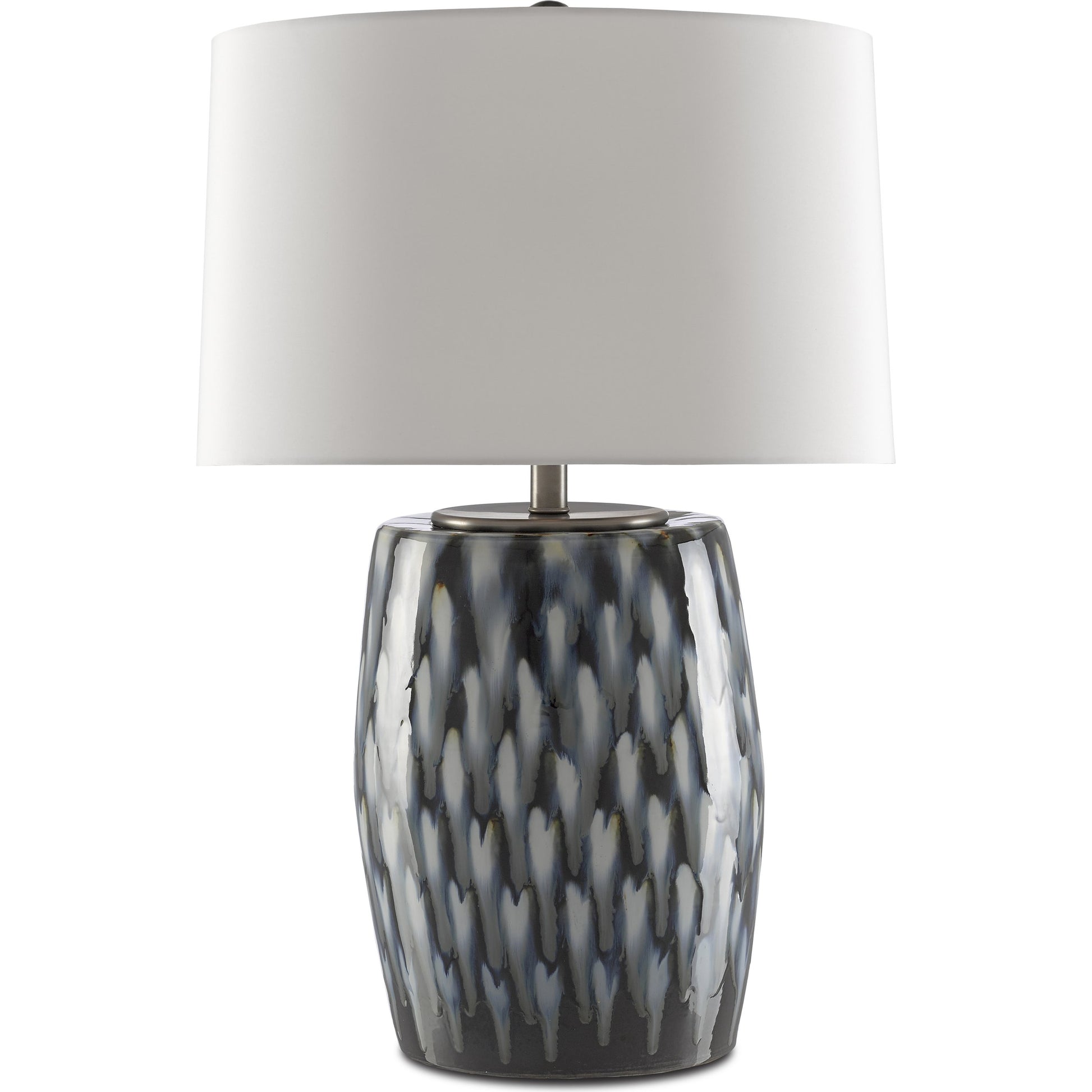 Milner Table Lamp by Currey and Company in indigo, cloud. Made from porcelain in a modern style.