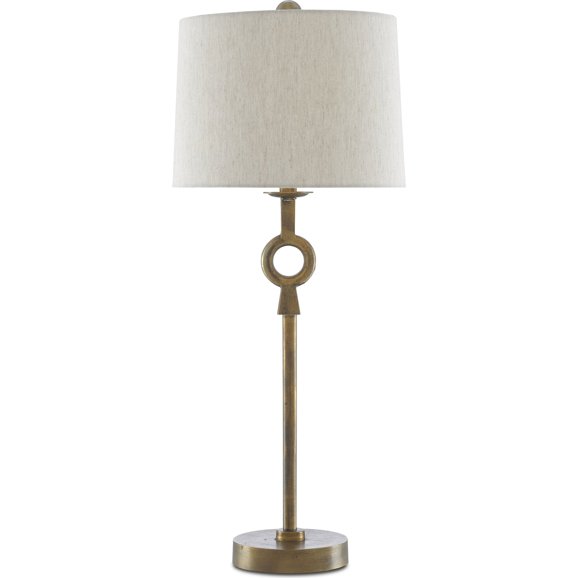 Germaine Table Lamp by Currey and Company in antique brass. Made from aluminum in a transitional style.