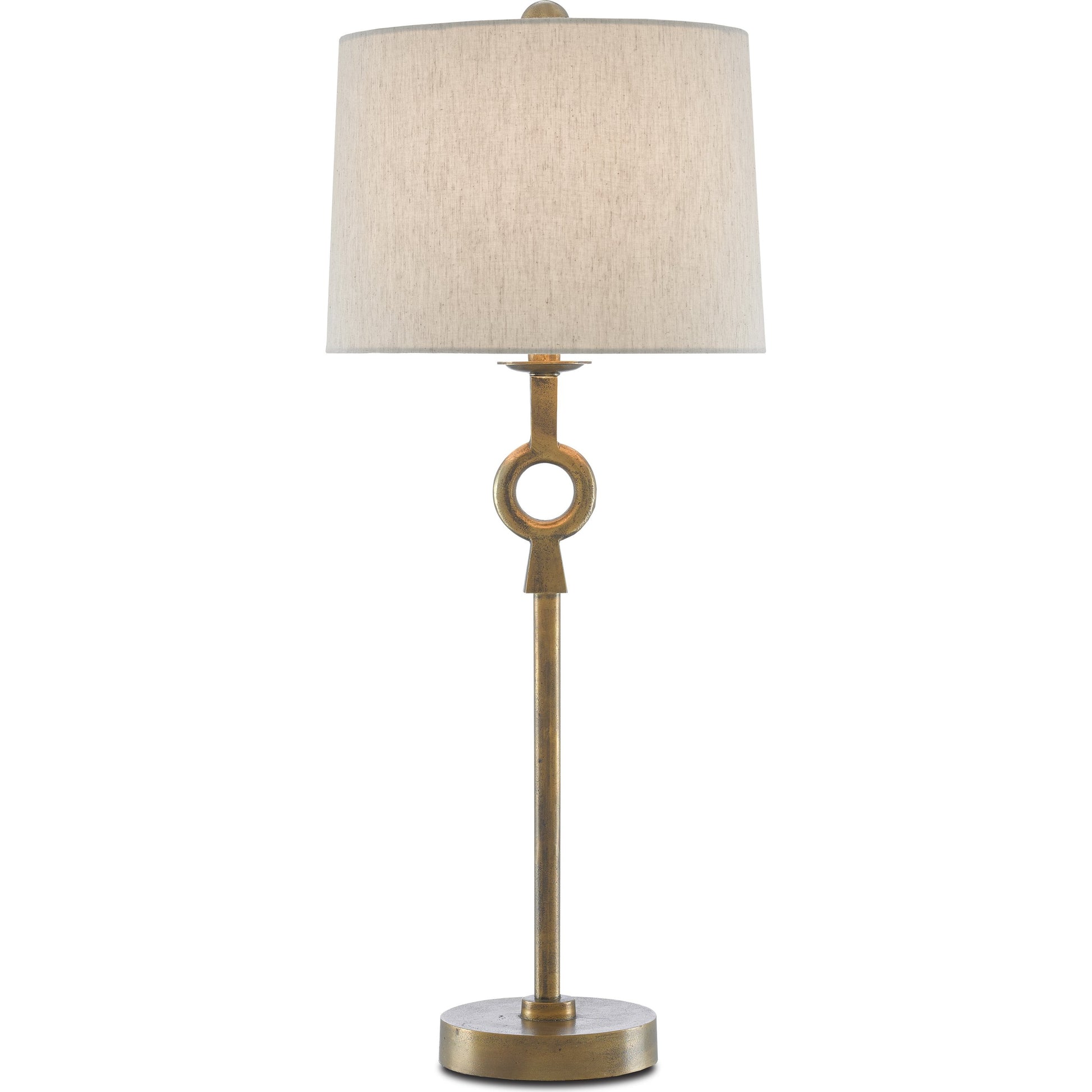 Germaine Table Lamp by Currey and Company in antique brass. Made from aluminum in a transitional style.