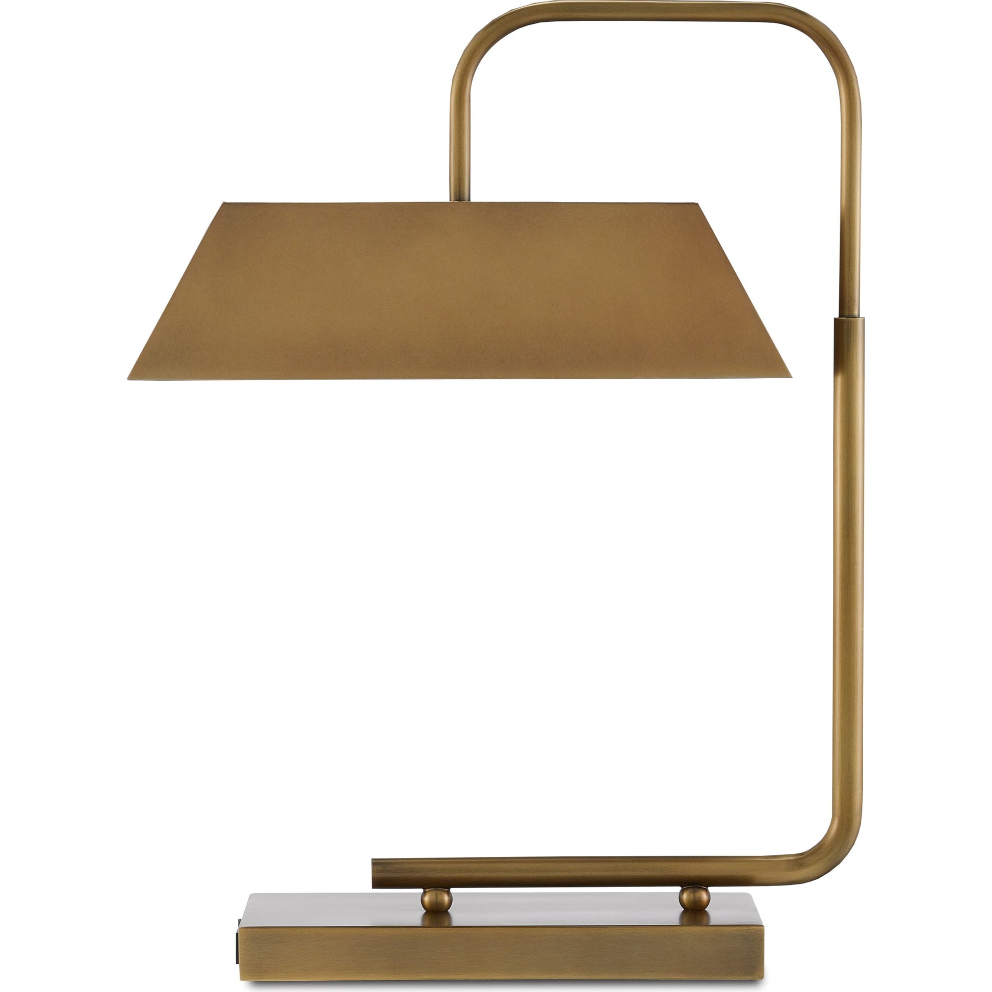 Hoxton Table Lamp by Currey and Company in light antique brass. Made from metal in a modern style.