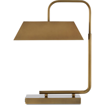 Hoxton Table Lamp by Currey and Company in light antique brass. Made from metal in a modern style.