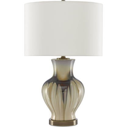 Muscadine Table Lamp by Currey and Company in cream, brown, antique brass. Made from porcelain, metal in a transitional style.