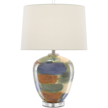 Rainbow Table Lamp by Currey and Company in blue, green, sand, rust, clear. Made from porcelain, crystal in a eclectic & global style.