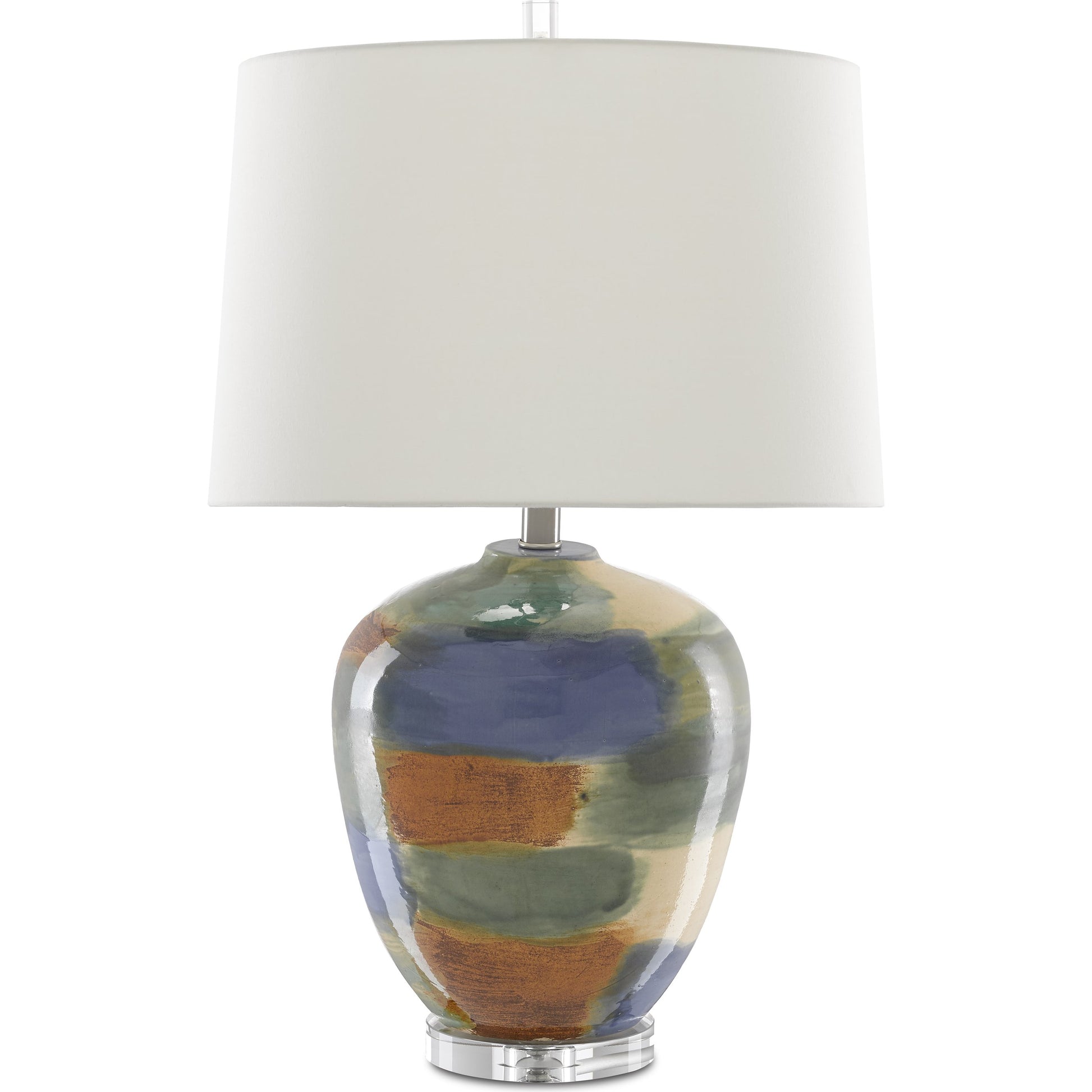 Rainbow Table Lamp by Currey and Company in blue, green, sand, rust, clear. Made from porcelain, crystal in a eclectic & global style.