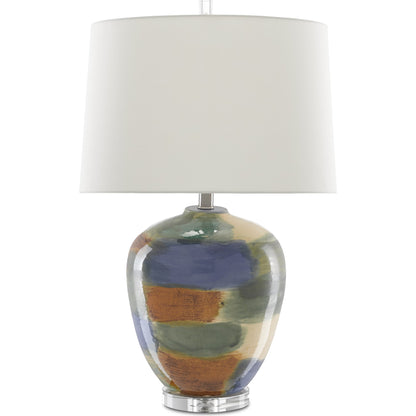 Rainbow Table Lamp by Currey and Company in blue, green, sand, rust, clear. Made from porcelain, crystal in a eclectic & global style.