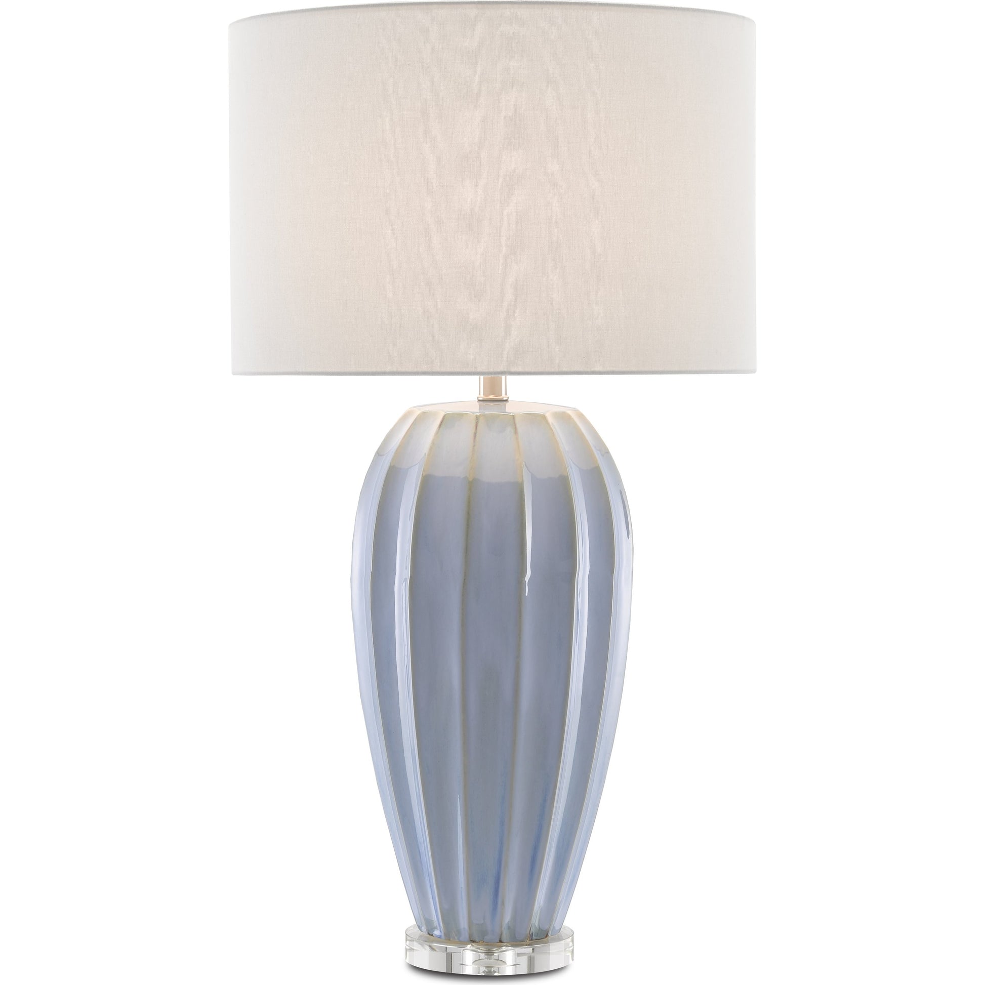 Bluestar Table Lamp by Currey and Company in light blue, clear. Made from porcelain, crystal in a coastal style.