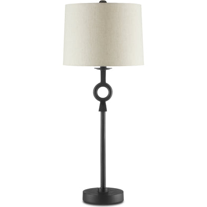 Germaine Table Lamp by Currey and Company in antique brass. Made from aluminum in a transitional style.