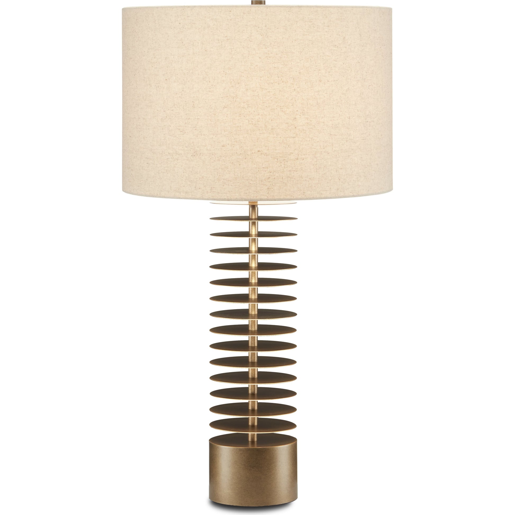 Walwyn Table Lamp by Currey and Company in painted antique brass. Made from metal in a modern style.