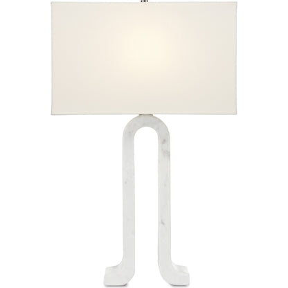 Leo Table Lamp by Currey and Company in white marble. Made from marble in a modern style.