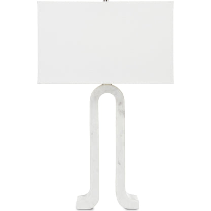 Leo Table Lamp by Currey and Company in white marble. Made from marble in a modern style.