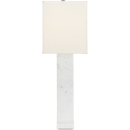Leo Table Lamp by Currey and Company in white marble. Made from marble in a modern style.