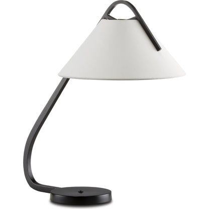 Frey Desk Lamp by Currey and Company in satin black, brushed brown. Made from metal in a transitional style.
