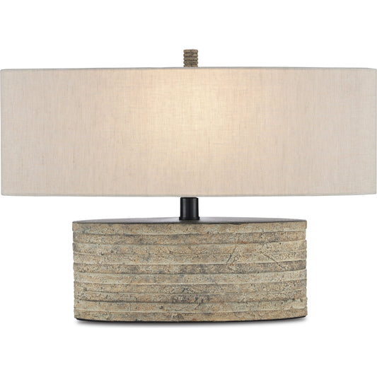 Innkeeper Oval Table Lamp by Currey and Company in rustic. Made from terracotta in a modern style.