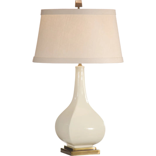 Dawson Lamp by Wildwood in cream glaze, antique patina. Made from unique in a unique style.
