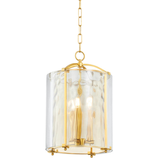 Ramsey Lantern by Hudson Valley in aged brass. Made from steel in a unique style.