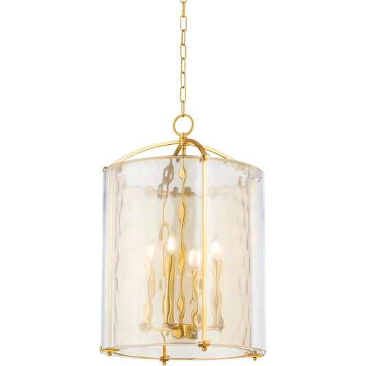 Ramsey Lantern by Hudson Valley in aged brass. Made from steel in a unique style.