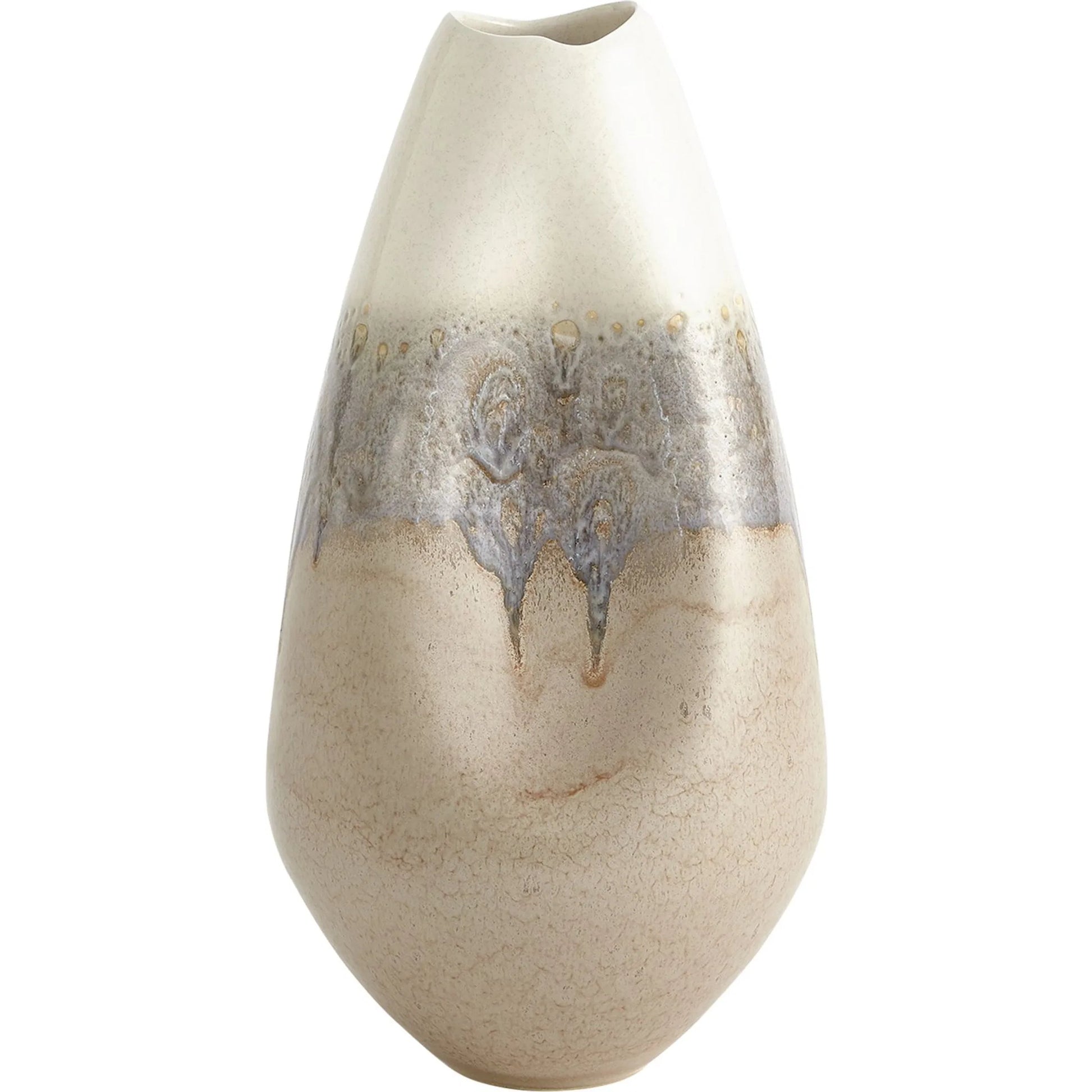 Cream Rises Dented Vase by Global Views in cream and ivory. Made from unique in a modern style.