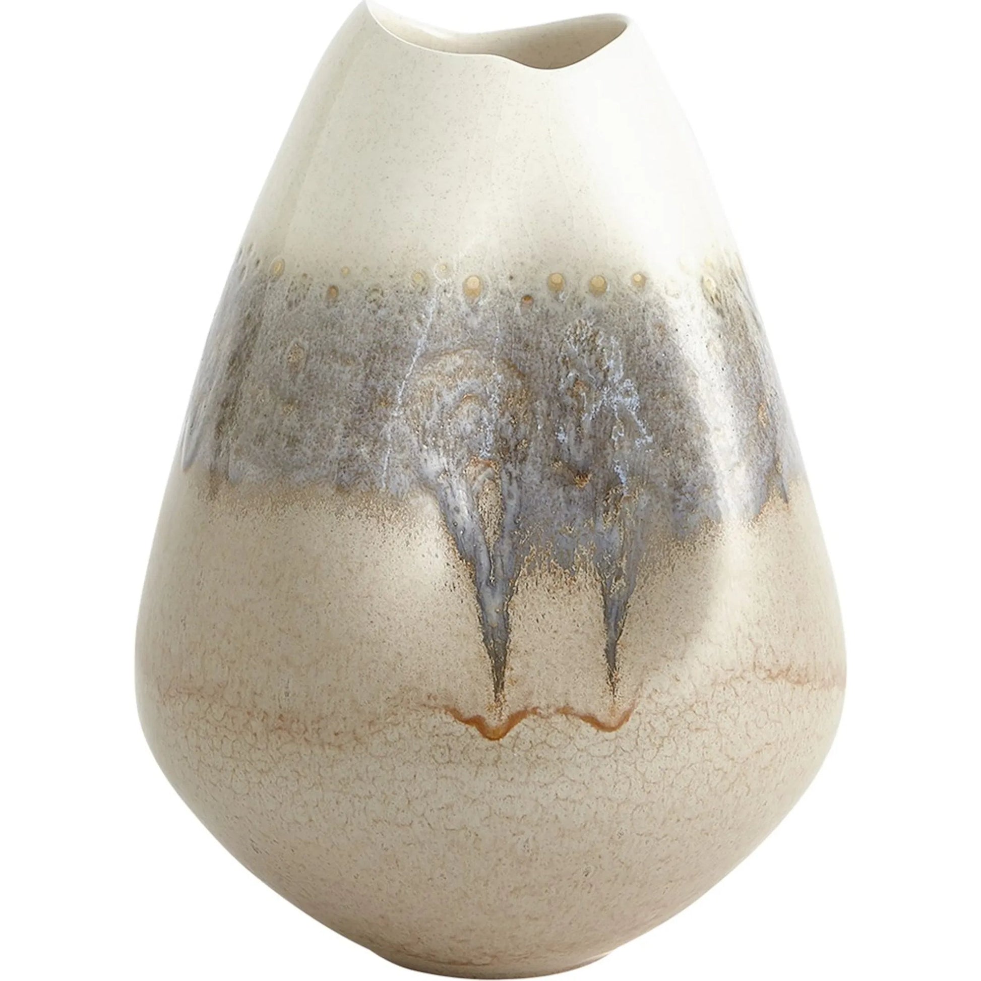 Cream Rises Dented Vase by Global Views in cream and ivory. Made from unique in a modern style.