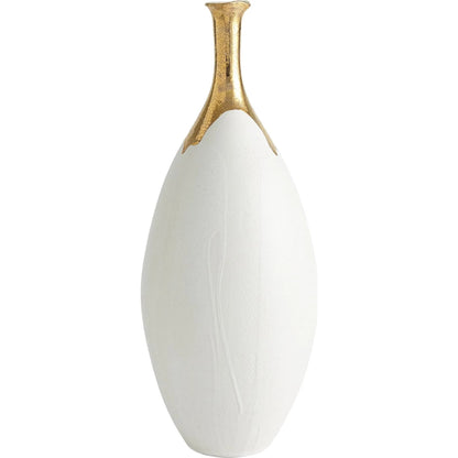 Dipped Golden Crackle/White Slender Vase by Global Views in white and gold. Made from unique in a modern style.