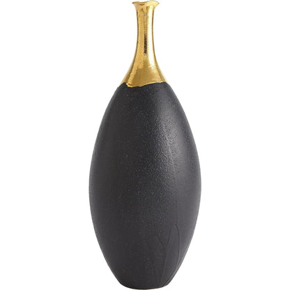Dipped Golden Crackle/Black Slender Vase by Global Views in black and gold. Made from unique in a modern style.