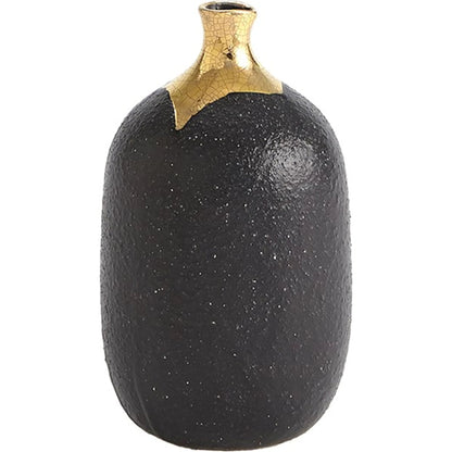 Dipped Golden Crackle/Black Cylinder Vase by Global Views in black and gold. Made from unique in a modern style.