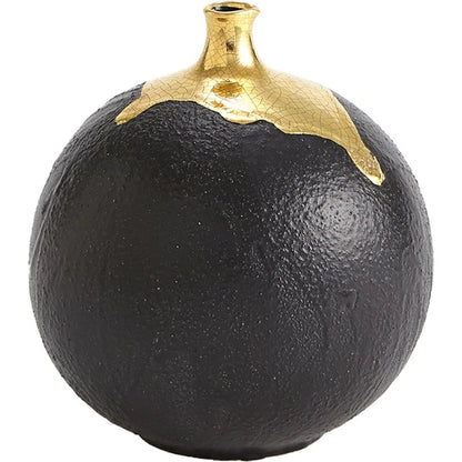 Dipped Golden Crackle/Black Slender Vase by Global Views in black and gold. Made from unique in a modern style.