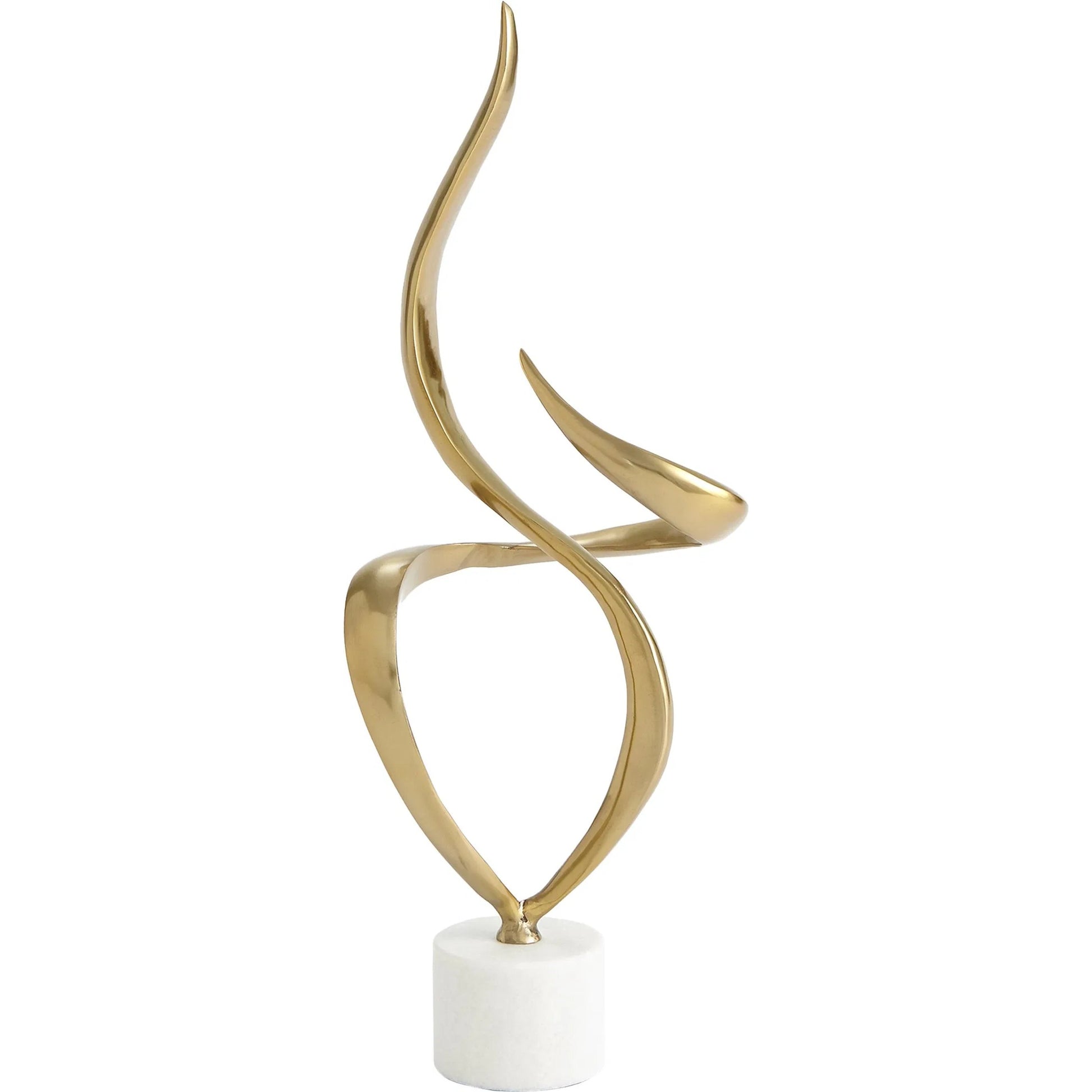 Swirl Metal Sculpture by Global Views in brass and marble. Made from unique in a transitional style.
