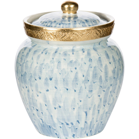 Blue & White Jar by Bradburn Home in blue, white. Made from ceramic in a transitional style.