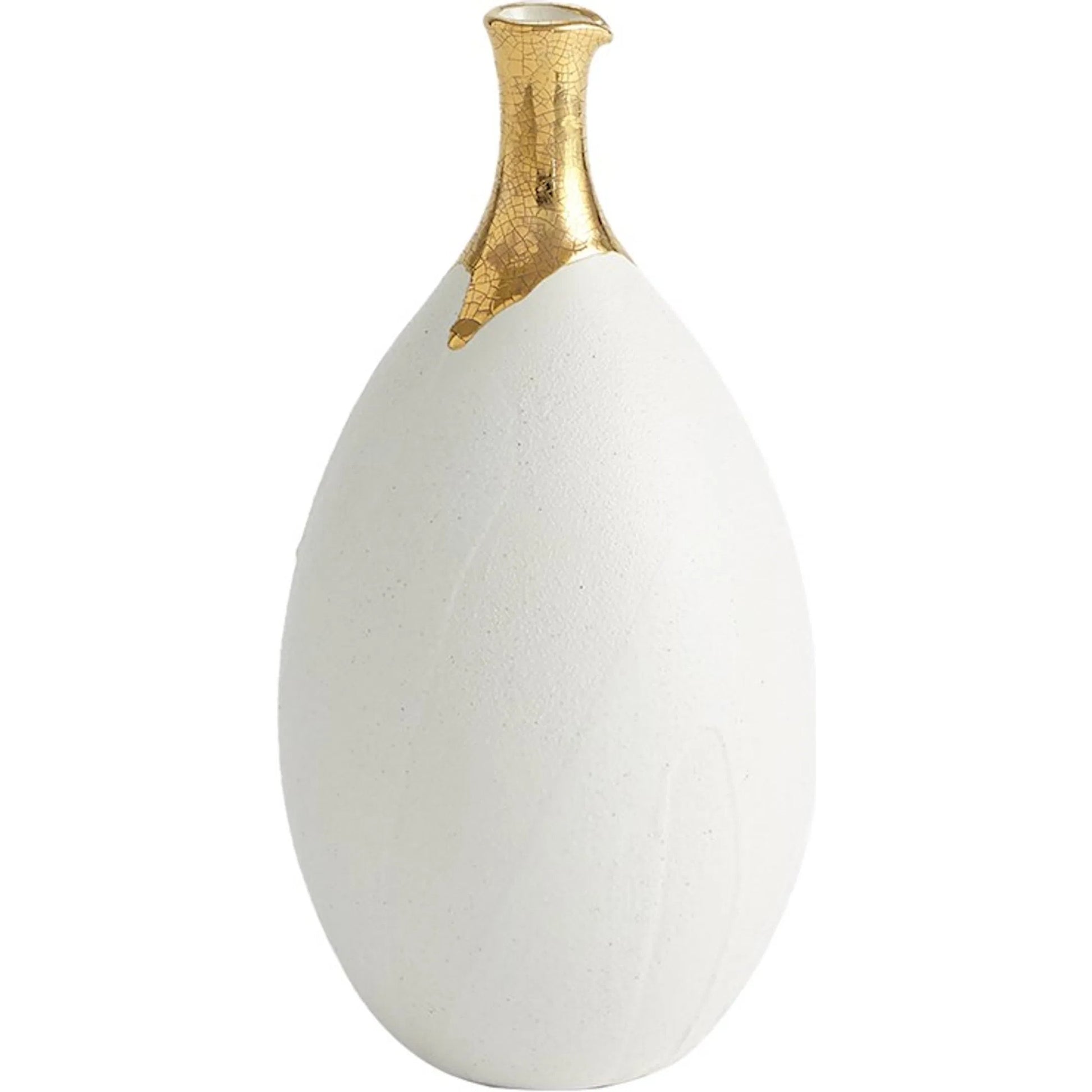 Dipped Golden Crackle/White Cylinder Vase by Global Views in white and gold. Made from unique in a modern style.