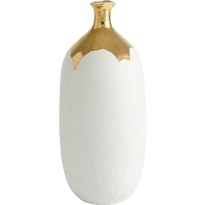Dipped Golden Crackle/White Cylinder Vase by Global Views in white and gold. Made from unique in a modern style.